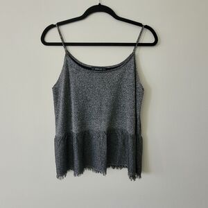 Chic Gray Sleeveless Raw Edge Top